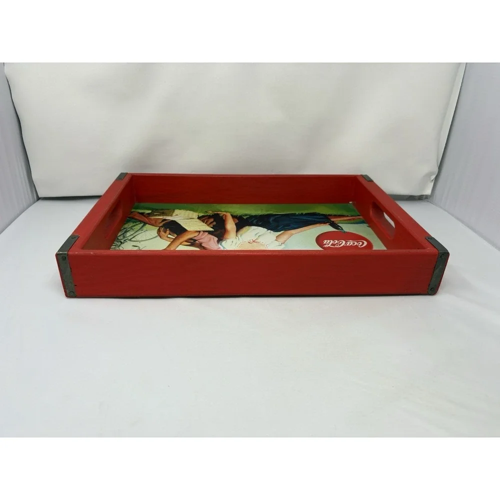 Vintage Coca Cola Wooden Serving Tray Handles 18